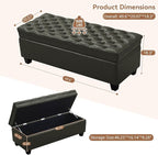 WUTUTUEE 50" Faux Leather Storage Ottoman Bench, End of Bed Upholstered - Image 2