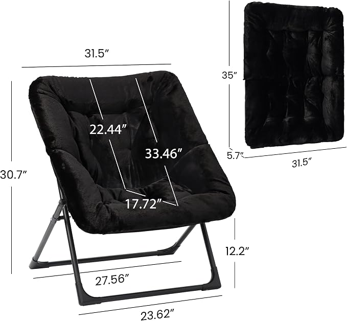 Comfy Saucer Chair for Adults, Soft Faux Fur Bedroom Chair, Accent Dorm Chairs - Image 3