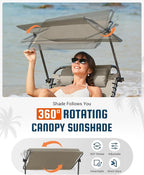 KingCamp Lounge Chair with face Hole & Canopy Shade, 400LBS Folding Portable - Image 4