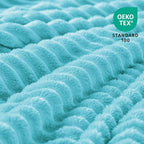 BEDELITE Ribbed Jacquard Light Blue Fleece Twin Blanket - Image 3