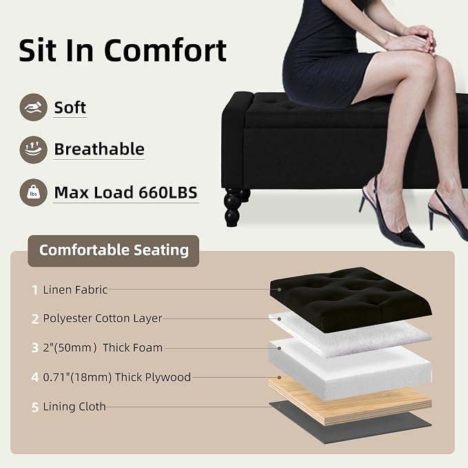50" W Storage Ottoman Bench - Image 5