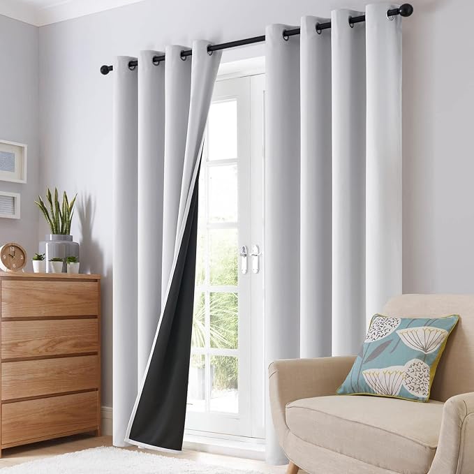 SimpleHome White 100% Blackout Curtains Room Darkening Living Room 45 Inch | - Image 8