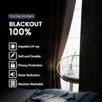 SimpleHome Chocolate Brown 100% Blackout Curtains Room Dark Living Room 84L | - Image 3