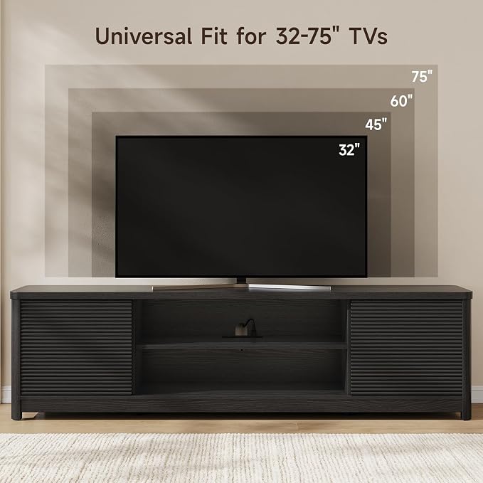 Fluted TV Stand for Living Room, Mid Century Modern Entertainment Center - Image 5
