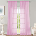 Pink Sheer Curtains 120 Inches Long 2 Panels Set, Airy Lightweight Sheer Pink by OWENIE