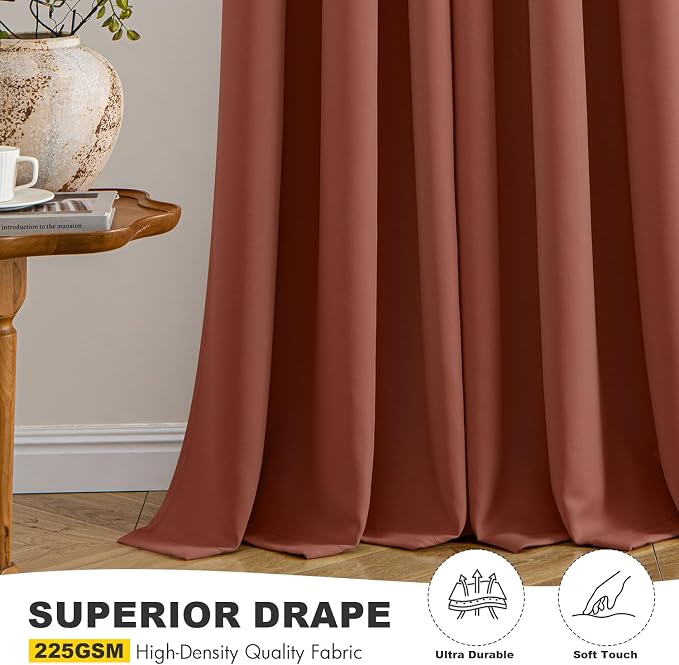 MIULEE Fall Blackout Curtains for Bedroom 2 Panels 40"x45" Long Terracotta | - Image 5