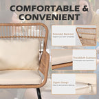 3 Piece Outdoor Wicker Furniture Bistro Set, Rattan Chairs Conversation Sets - Image 3