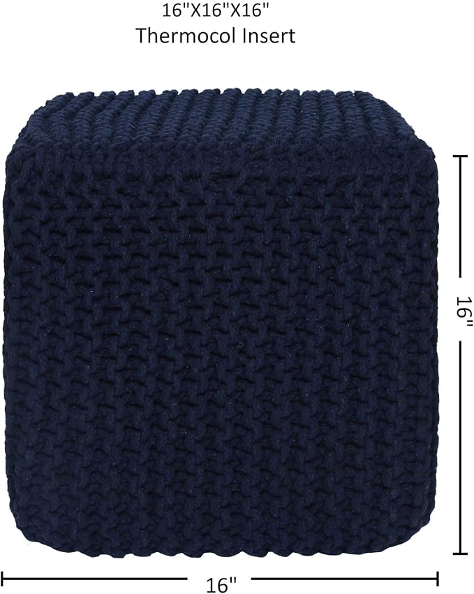 REDEARTH Square Hand Knitted Pouf - Image 3