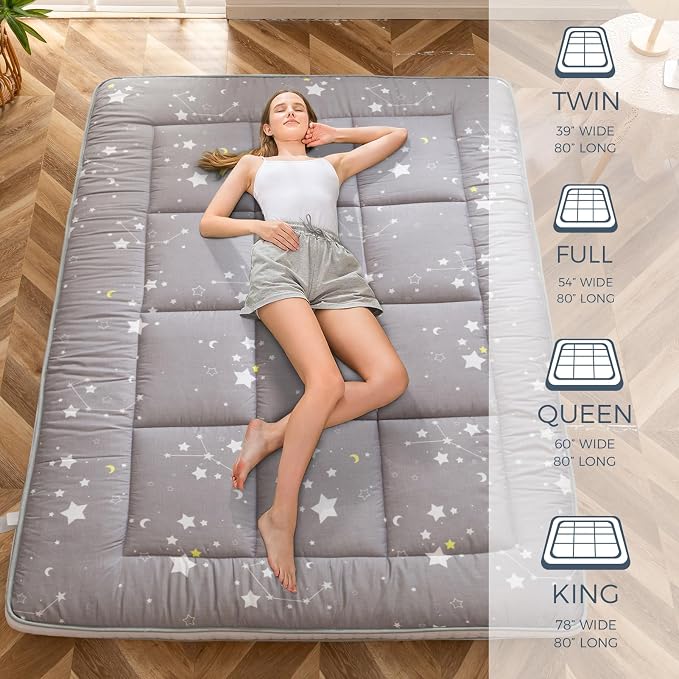 MAXYOYO Grey Constellation Futon Mattress, Japanese Floor Mattress Quilted - Image 5