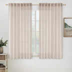 MIULEE Natural White Linen Curtains 52x54 Inch Length 2 Panels by MIULEE
