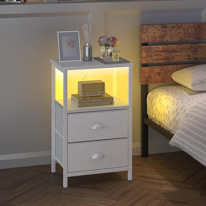sthmec Nightstand with Charging Station, LED Night Stand Set 2, Bedside Table - Image 7