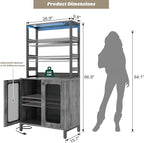 Aheaplus Bar Cabinet with Power Outlets, Coffee Bar Station - Image 2