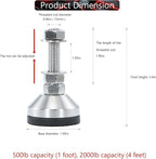 Heavy Duty 2000 lb Capacity Stainless Steel Adjustable Leveling Feet - Image 2