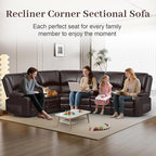 Yolsali Manual Reclining Sectional Sofa Set, 6 Seats Soft Leather Recliner - Image 6