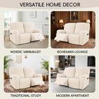 Recliner Loveseat Covers, 4-Piece Stretch Geometric Strokes Jacquard Reclining - Image 7