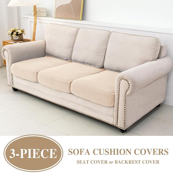 LA MEACK Couch Cushion Covers Seat Cushion Cover Stretch Couch Cover Separate - Image 2
