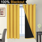 Yakamok Mustard Yellow Blackout Curtains Panels 63 Inches Long, 2 Thick Layers - Image 2