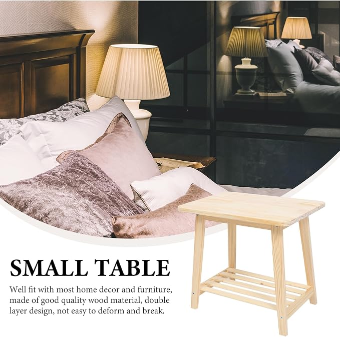 Nordic Style Solid Wood Bedside Table Shelf Small Sofa Corner Tea Table Living - Image 4