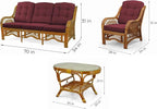 Malibu Lounge Set of 4: 2 Natural Rattan Wicker Chairs, Three-Seater Sofa - Image 5