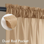 MIULEE Brown Sheer Curtains 84 Inches Long 4 Panels 54 x 84 Inches | Light - Image 3