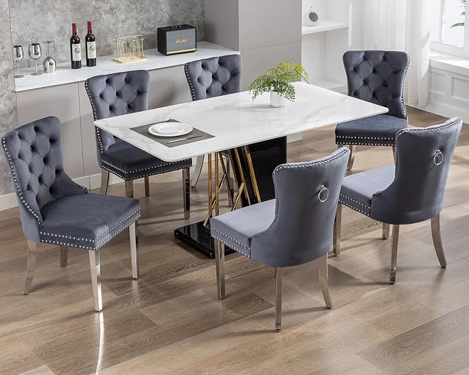 KCC Velvet Dining Chairs Set of 4, Upholstered High-end Tufted Dining Room Chair - Image 10