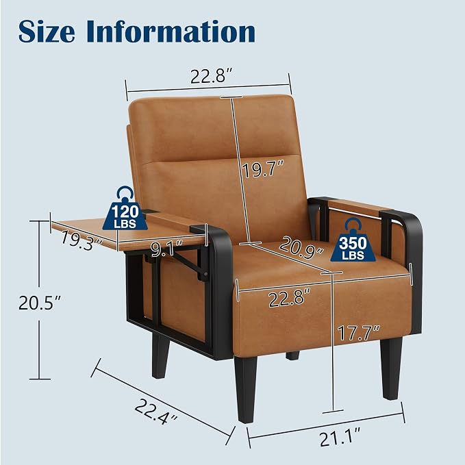 Andeworld Modern Brown Accent Chair, PU Leather Upholstered Armchair Side Chair - Image 2
