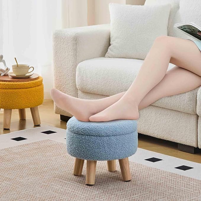 Wimarsbon Storage Ottoman, Modern Round Footrest - Image 6