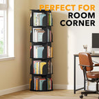 SpaceAid 5 Tier Rotating Bookshelf Tower, Spinning Bookcase Lazy Susan - Image 5