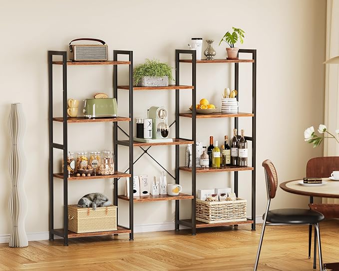 Casaottima Triple 4 Tier Bookshelf, Large Bookcase - Image 7
