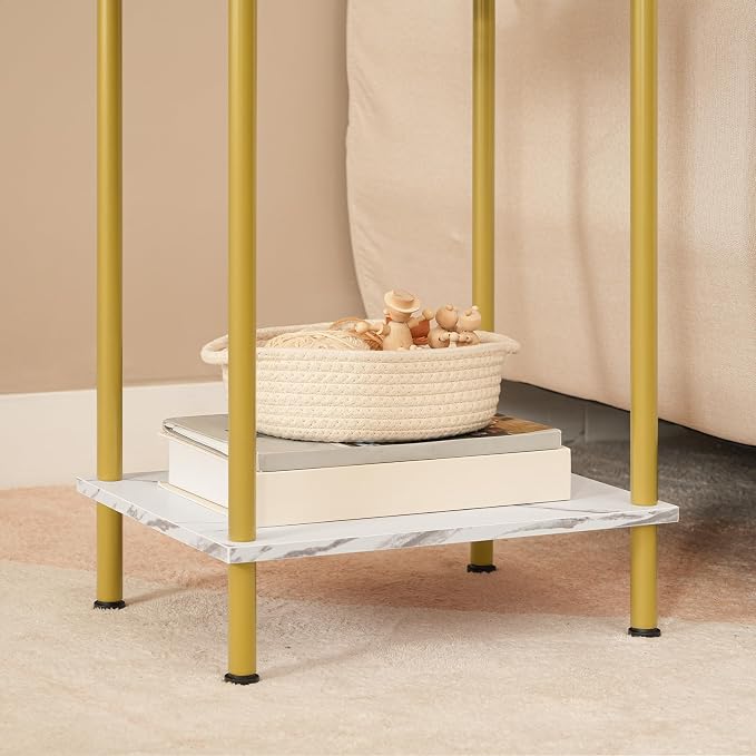 HOOBRO Side Table with Charging Station, Nightstand with 2-Layer Storage Shelves - Image 8