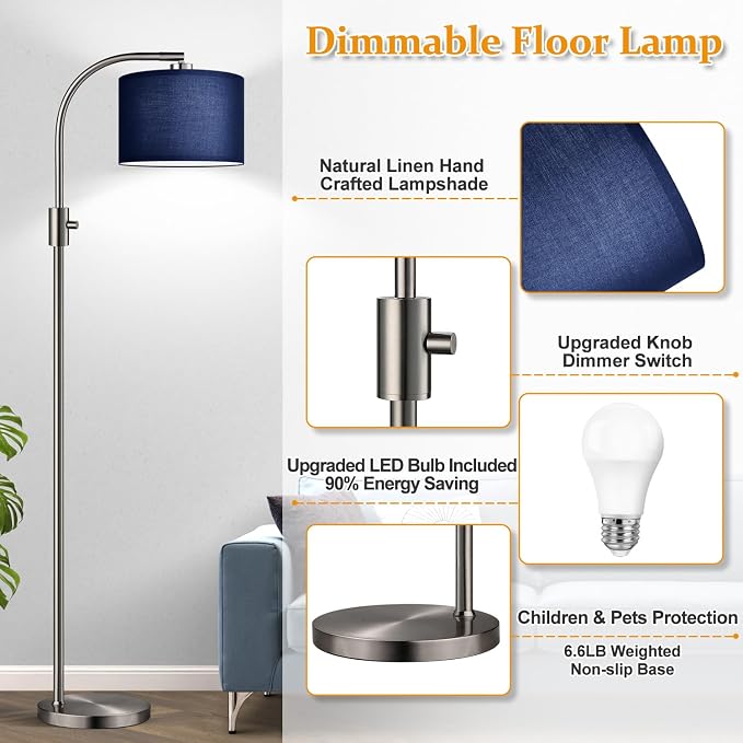 Nintiue Upgraded Modern Arc Dimmable Tall Standing Floor Lamp - Image 4