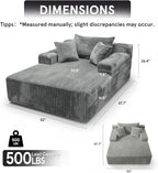Sytopia Chaise Lounge with Armrests, Oversized Sofa Bed with 3 Pillows - Image 2