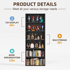 Furniwell 71" Tall Bookcase Bookshelves, 6 Tier Floor Standing Bookcases Open - Image 5
