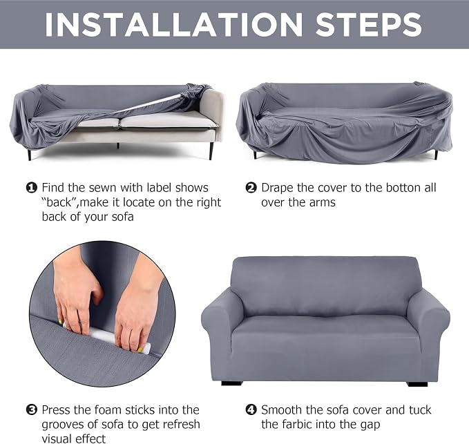 Peryiter 2 Pcs Sofa Covers Couch and Loveseat Covers Set Stretch Sofa Slipcover - Image 3