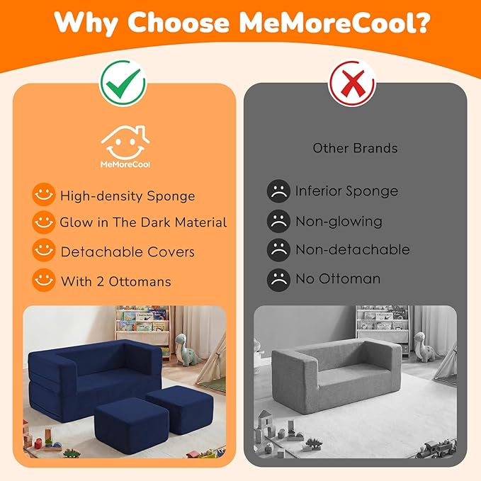 MeMoreCool Convertible Modular Kids Couch – Foam Toddler Sofa - Image 7