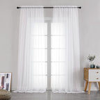 Simplebrand Sheer White Curtains 108 Inches Long, Extra Long Rod Pocket Solid - Image 8