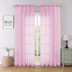 Light Pink Sheer Curtains for Bedroom 84 Inches Long 2 Pcs, Modern Farmhouse by Lecloud