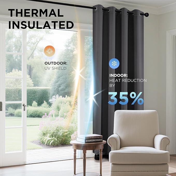 Joydeco Blackout Curtains 95 Inches Long 1 Panel, Thermal Insulated Long - Image 4