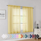 Simplebrand Yellow Short Sheer Curtains 45 Inch Length by Simplebrand