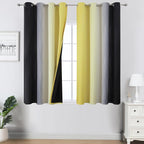 Black and Yellow Ombre Blackout Curtains 45 Inches Long | Room Darkening by ESTELARTEXTILER