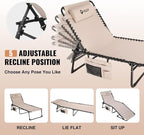 VILLEY Oversized Chaise Lounge Chair, Heavy-Duty Folding Outdoor Lounge Chair - Image 4