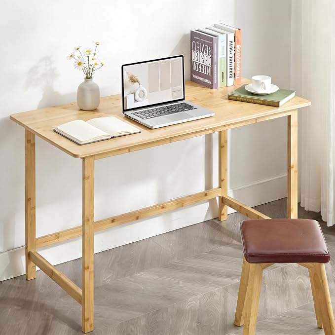 Nnewvante 47 Inch Computer Desk, Bamboo Writing Desk, Modern Simple Work Desk by Nnewvante