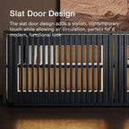 POVISON Fully-Assembled Mid Century Modern Wood Slatted TV Stand - Image 4
