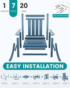 SERWALL Outdoor Rocking Chair Set of 4, HDPE Rocking Chair - Image 7