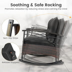 Tangkula 3 Piece Rattan Rocking Chair Set, Patio Rocker Bistro Set - Image 3