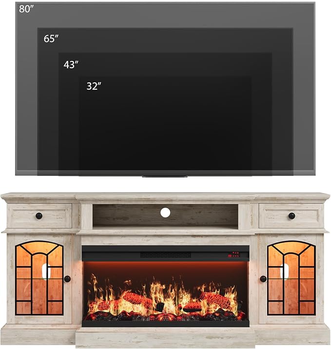 QUW 70" Farmhouse Fireplace TV Stand - Image 3