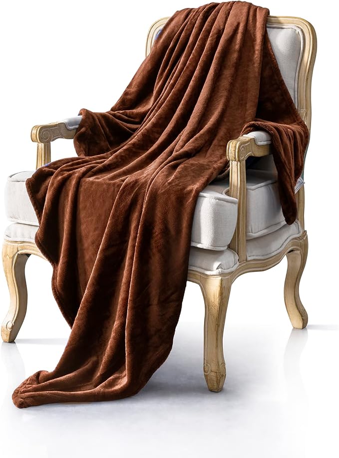 Brown Fleece Plush Throw Blanket 60"x80"for Couch Sofa Fuzzy Cozy Flannel | - Image 5