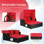 COSTWAY Outdoor Daybed with Retractable Canopy, Wicker Patio Furniture Set with - Image 3