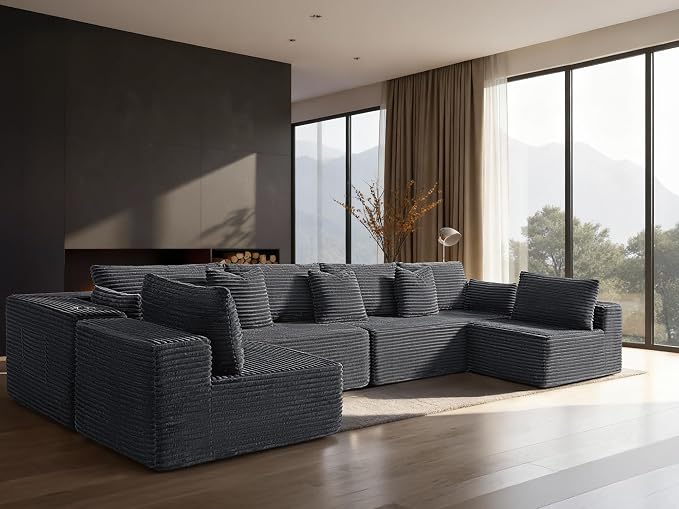 138" Cloud Sectional Couch, Comfort U Shaped Sofa by VYUXWO