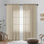Taupe Sheer Curtains 72 Inches Long 2 Panels by OVZME